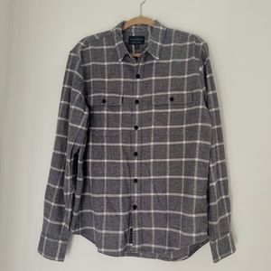 Lucky Brand Men’s Plaid Flannel Grey Saturday Stretch Size Medium